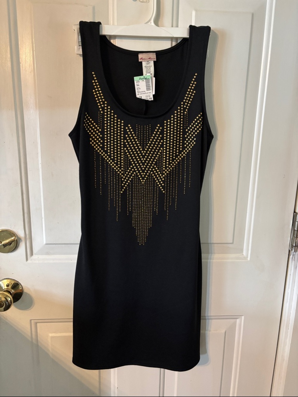 Papaya Black Mini Dress with Gold Stud Detailing